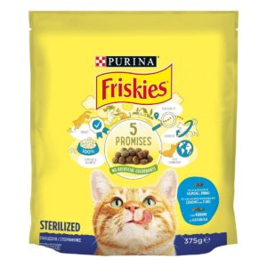 FRISKIES® Gatto Crocchette Sterilizzati con un gustoso mix di Salmone e Tonno e con Verdure (375 g)
